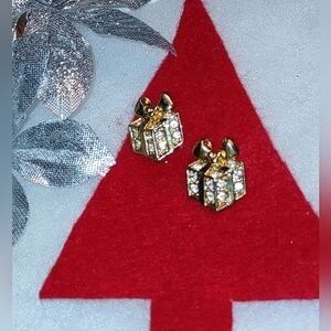 Crystal Gift Package Vintage Christmas Earrings